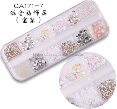 China Nail Art Kit Nail Decoration Kits Multi Finger Nail Art Rhinestones Professional Shapes Gold Silver Charms Diamonds for sale