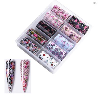 China Nail Art Nail Foil Transfer Sticker Finger Nail Art Transfer Foil Adhesive For Nail DIY Decoration 10 Roll Per Box for sale