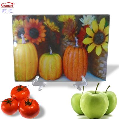 China Sustainable Factory Wholesale Sublimation Round Vegetable Utility Tempered Glass For Kitchen Cutting Board for sale