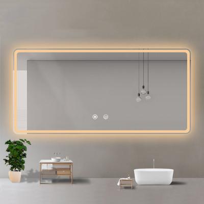 China Illuminated Brand New Smart Backlit Bath Salon Bathroom Large Hotel Vanity Full Length Sticker Wall Mirror With Led Light for sale