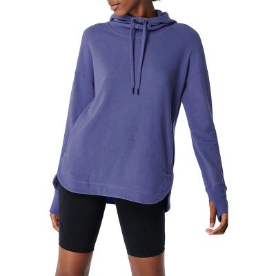 China low MOQ 2021 Custom Anti-wrinkle Side Split Split Thumb Hole Nylon Spandex Yoga GYM Sweatshirt Slim Fit Hoodies for sale