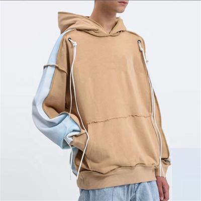 China 2021 Oversized Anti-Wrinkle Apparel Wear Hip Hop Color Block Sweater Contrast Quilting Reversible Hoodie for sale