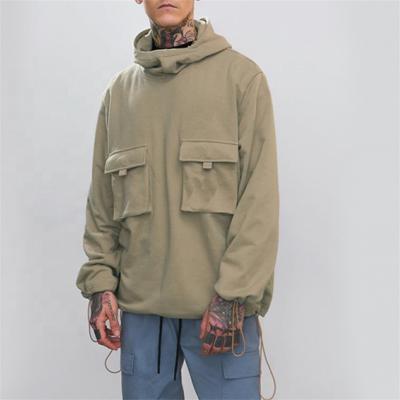 China 2021 Winter Turtle Neck Anti-Wrinkle Street Wear High Quality Custom Oversized Cargo Hoodie With Pockets for sale