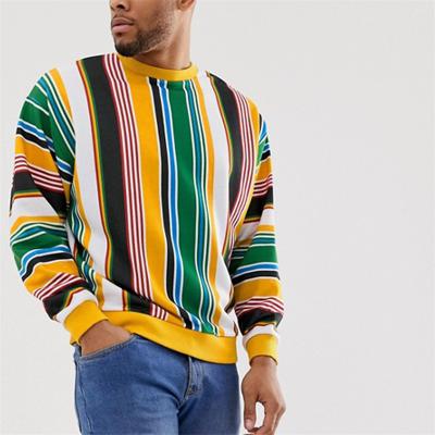 China 2021 Anti-wrinkle Private Label Pullover Crewneck Sublimation Vertical Stripe Multi Colored Thick Round Neck Sweatshirt for sale