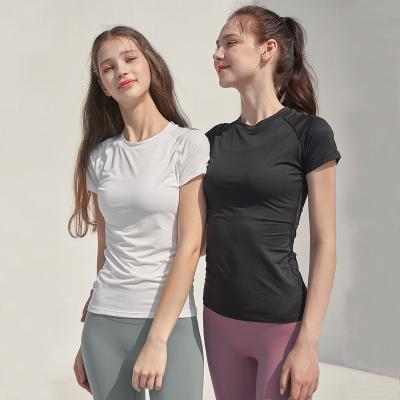 China 2021 Breathable Gym Fitness Apparel Women Short Sleeves Custom Logo Basics Sports Yoga Tops Womens Fitness T-Shirts for sale