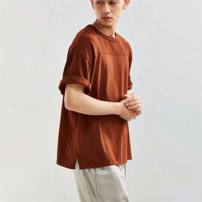 China 2021 Wholesale Bulk Cheap Simple Basic Cotton 35 Polyester Anti-Wrinkle 65 Men's Oversized Empty T-shirt With Crew Neck for sale