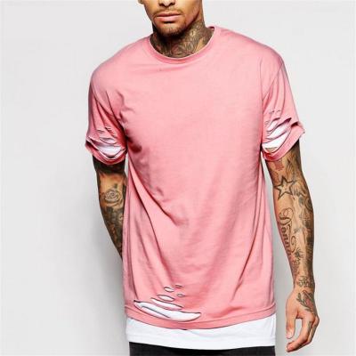 China 2021 Anti-Wrinkle Hip Hop Wholesale Custom Oversized White Distressed Organic Cotton Round Neck T-Shirts for sale