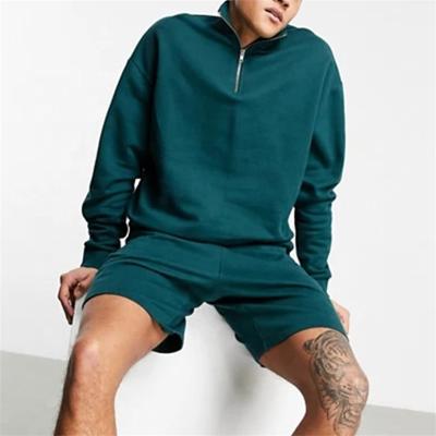 China Fashion Custom Fit Sweatsuit Mens Breathable Sport Shorts 2 Piece Mens Sweat Suits Sets Tracker for sale