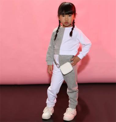 China 2021 low MOQ breathable cheap kids set color block kids girl clothing baby clothes tracksuit for sale