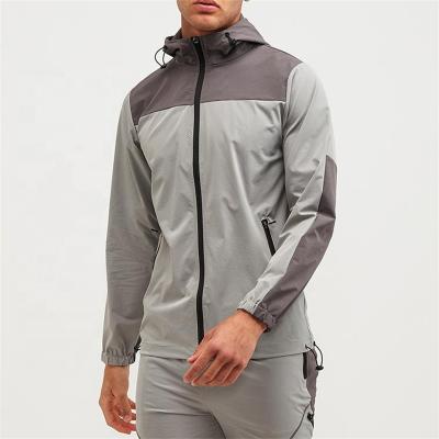 China 2021 Low Moq Breathable 100% Polyester Color Block Sports Wear Full Zip Up Anorak Waterproof Men's Hoodie Jacket for sale