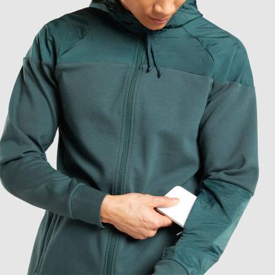 China 2021 Men Low Moq Gym Breathable Quick Dry Running Jackets Patchwork Active Front Zipper With Arm Pockets for sale