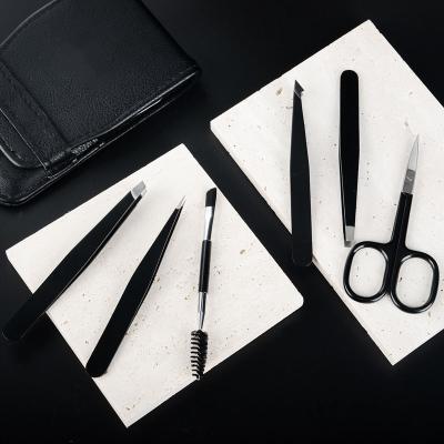 China Black Eyebrow Trimming 5 Sets Portable Eyebrow Tweezers Set Eyebrow Clip Removal Set for sale