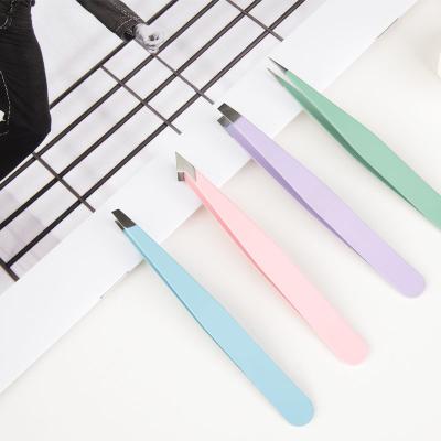 China Private Label Durable Stainless Steel Eyebrow Clip With PU Leather Pocket Eyebrow Tweezers Set for sale