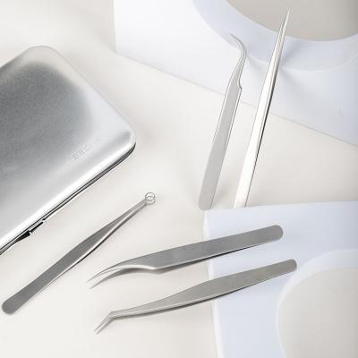 China Portable Eyelash Extension Tweezers Set of 5 for Eyelash Extension Stainless Steel Eyelash Tweezers for sale