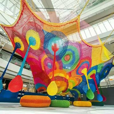 China Commercial Giant Static Rope Kids Rainbow Crocheted Climbing Rope Nets For Indoor Playground for sale