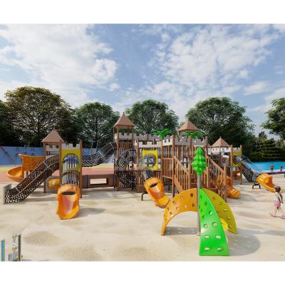 China 304 Stainless Steel+Wood+Steel Commercial Kids Outdoor Playground Playsets Pirate Ship Outdoor Playground for sale