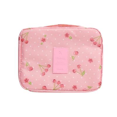 China Fashion Wholesale Multifunctional Portable Waterproof Travel Personalized Pink Tote Wash Case Makeup Storage Bag Floral Blue for sale