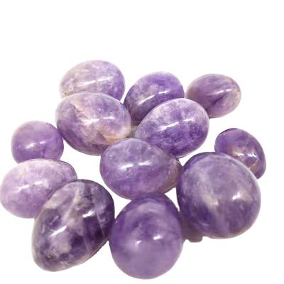 China Wholesale Natural Polished Donghai Crystal Chevron Egg Healing Crystal Purple Egg for sale