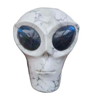 China Wholesale Donghai Folk Craft Howlite With Traction Feldspar Eye Skulls Alien Stone for sale