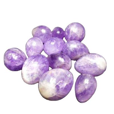 China Wholesale Natural Polished Donghai Crystal Chevron Egg Healing Crystal Purple Egg for sale