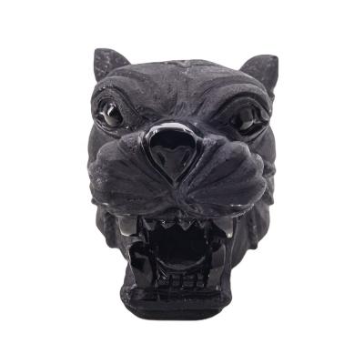 China Hand-carved New Handwork Obsidian Tiger Head Crystal Skulls from Donghai Folk Stone Natural for sale