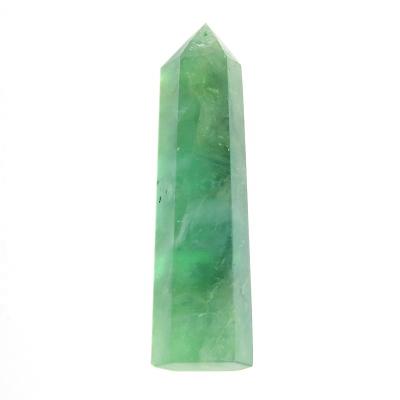 China Donghai natural greenfluorite crystal crystal hexagonal prism simple pointed energy column decoration for sale