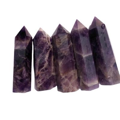 China Natural purple amethyst crystal dreamy tpwer magic wands Donghai rock point column healing crystal stones for sale