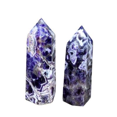 China Hot Selling Donghai Dreamy Romantic Healing Amethyst Crystal Column Amethyst Stone Magic Wand Tower for sale