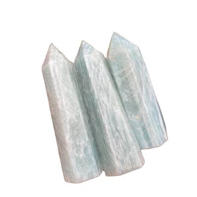 China Wholesale Natural Donghai Folk Crafts Healing Blue Stone Point Amazonite Crystals Quartz Wand Tower Obelisk for sale