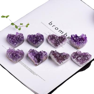 China Wholesale raw heart shaped purple crystal stone hole Donghai healin natural crystal cluster Uruguay for sale