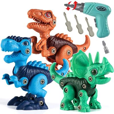 China Amazon Hot Selling Decoration/Gifts Kids DIY Educational Plastic Toys With Electric Drill Building Block Dinosaurier Spielzeug Dinosaur Toys for sale