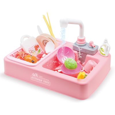 China Multifunctional Plastic Cookhouse Electronic Kitchen Toys For Girl With Faucet Recirculating Water Pretend Kitchen Toy Set Other Educational Toy for sale