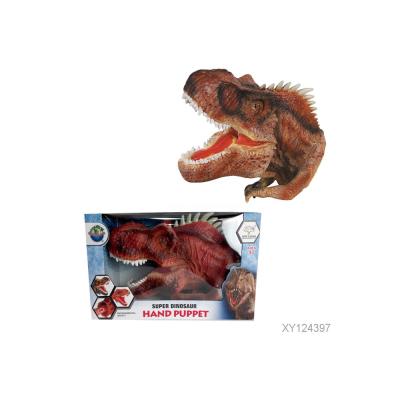 China Painting New Hand Canna Pretend Toys Realistic Animal T-Rex Dinosaur Finger Puppet Promotion Gift Hand Puppet Head Toy for sale