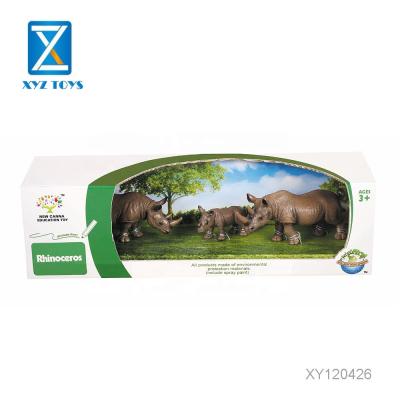 China PVC Kids Plastic Mini Animal Model Rhino Toys With Window Box for sale