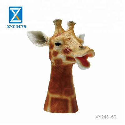 China Hand Painting 12 Inch Giraffe Soft Head Theater Toys Animal Puppets Hand For Kids for sale