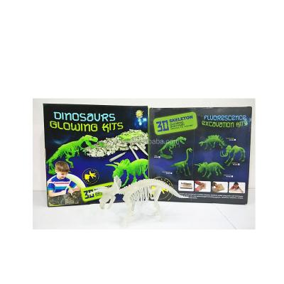 China Educational Diy 3d dinosaur puzzle with glowing self-assembled skeleton for kids and adults 73*48*51.5 for sale