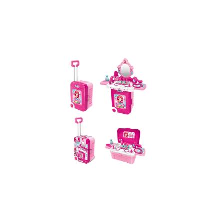 China DIY TOY For Girls 3 IN 1 Plastic Makeup Set Toy Trolley Suitcase Dresser Pretend Play Toys Beauty Set for sale