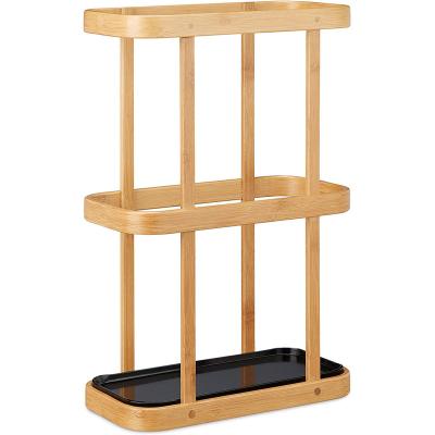 China Modern Home Modern Bamboo Umbrella Rack Umbrella Drying Rack With Metal Drip Tray for sale