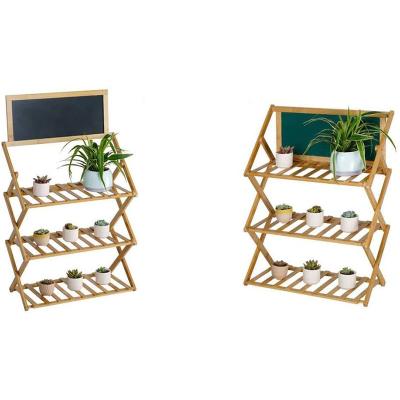 China Bamboo Flower Stand Plant 3-Tier Flower Stand Modern Shelf Storage Shelf Display with Magnetic Board for Indoor Garden and Home for sale