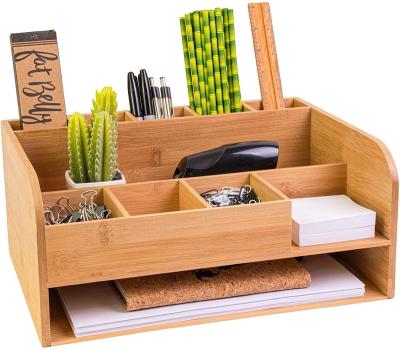 China Multi Desktop Space Saving Storage Box Bamboo Paper Oiffce Purpose Desk Organizer for sale