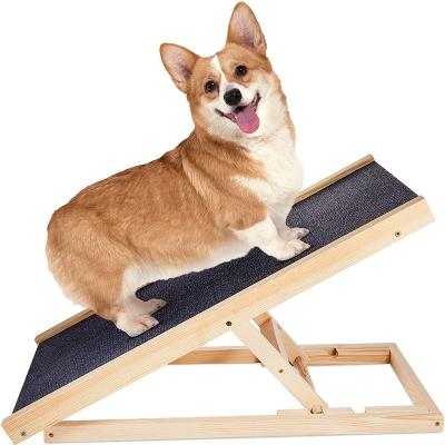 China Small Animals Wooden Pet Ramp Dog Ramp with Traction Mat Wooden Adjustable Pet Ladder for Dogs and Cats for sale