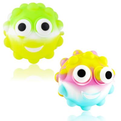 China 2021 New Funny Educational Toy Rainbow 3d Glow Stress Balls Bubble Toy Silicone Poppings Push Its The Relaxing Funny Ball for sale