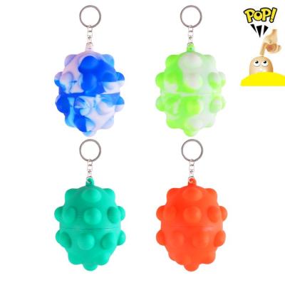 China Key Chain Toy New 3d StressBalls Silicone Squeeze Ball Funny Educational Mesh Squish Ball Stress Relief Push Sound Bubble Squishy Squeeze Toy for sale