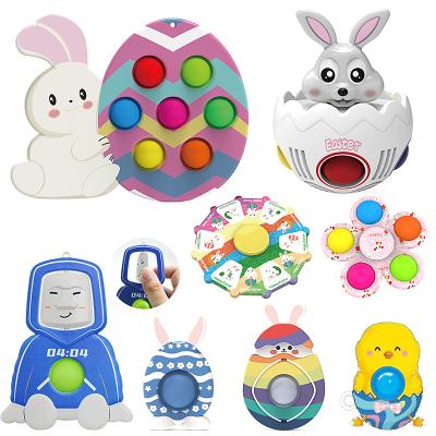 China Relieve Stress New Easter Push Pops Bubble Toy Rabbit Radish Egg Silicone Decompression Fingertip Restless Sensory Toy for sale