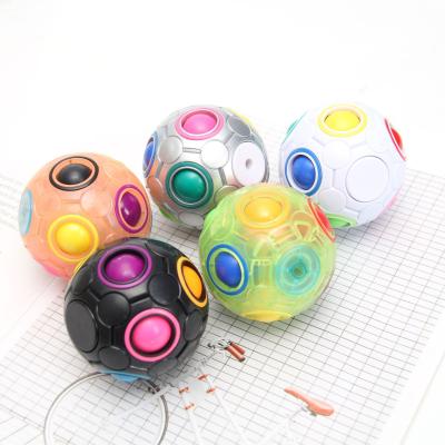 China Newest Durable Rainbow Ball Stir Spinning Toy Puzzle Ball Toys Finger Top Gyro Spinner Luminous Rainbow Ball Stirrer Spinner for sale