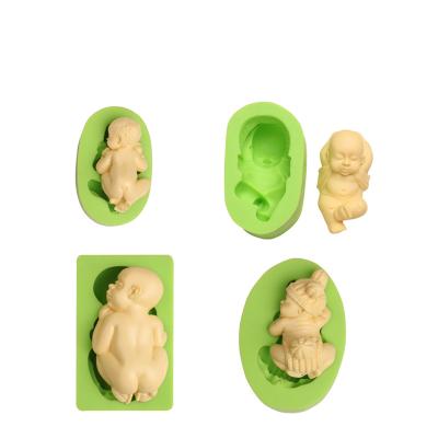 China Hot Selling DIY Disposable Silicone Cute RTS Amazon Sleeping Baby Body Fondant Mold For Baking for sale