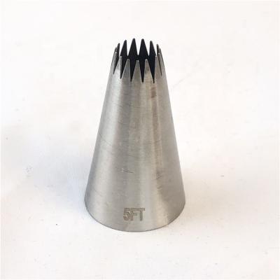 China Disposable Accessories 1pcs 304 #5FT Custom Logo OEM DIY Large Size Cake Decorating Stainless Steel Baking Tool Piping Nozzle Bake Tools for sale