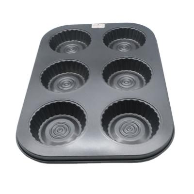 China Amazon Sale Food Grade Carbon Steel 6 Shape Cake Cup Disposable Hot Melt Beard Baking Pan Tary Bakeware for sale