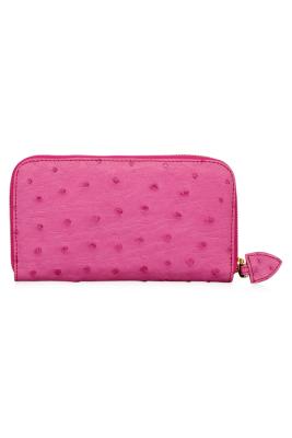 China Pink Embossed Ladies Ostrich Leather Wallets For Online Retailers for sale