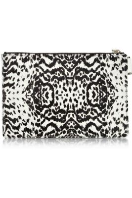 China Fashion Leopard - print Calf Hair Leather Wristlet Bag For Evening Party for sale